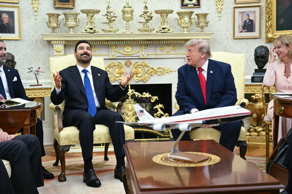 US President Donald Trump meets with Prime Minister of Iraq Ali al-Zaidi (L) in the Oval Office of the White House in Washington, DC, on July 14, 2026. (Photo by SAUL LOEB / AFP via Getty Images)Less<br/>AFP via Getty Images